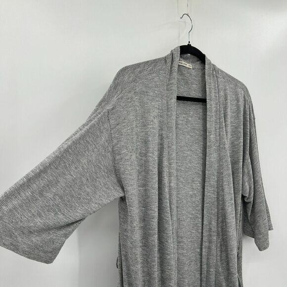 MARINE LAYER *Flawed* Gray White Striped Lightweight Half Sleeve Short Robe XS/S - Picture 3 of 6